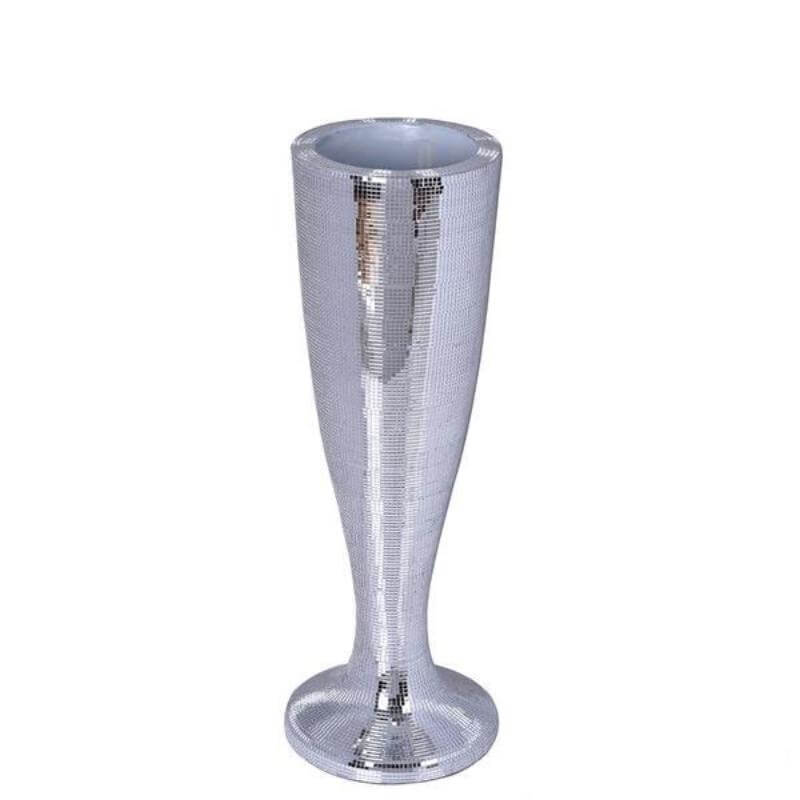 Silver Polystone Mirror Mosaic Pedestal Trumpet Floor Vase 32" Tall - Image 7