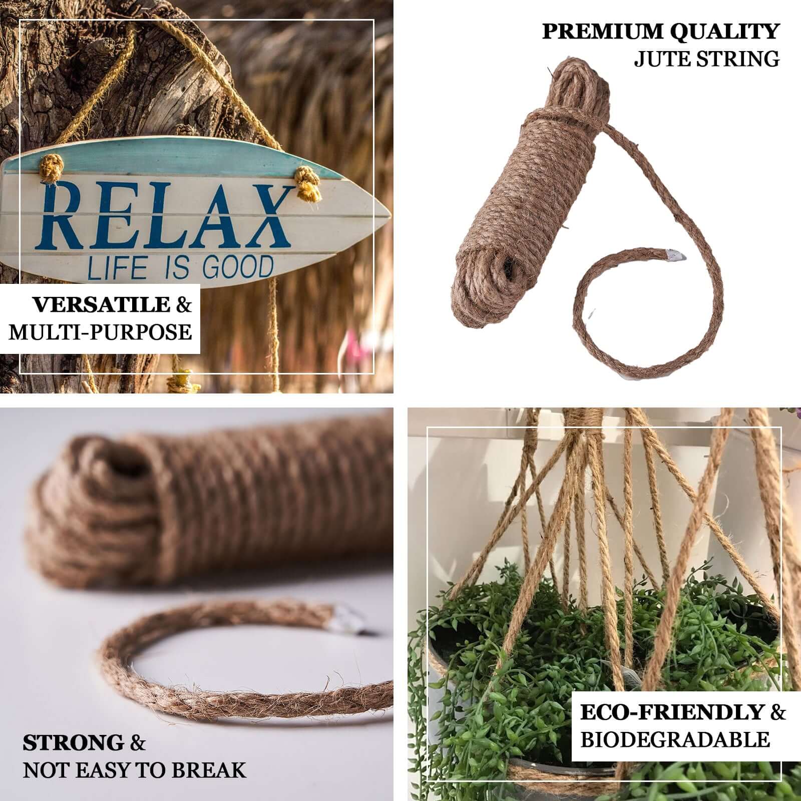 Natural Jute Rope Twine String, DIY Craft Rope 33FT 8mm - Image 3
