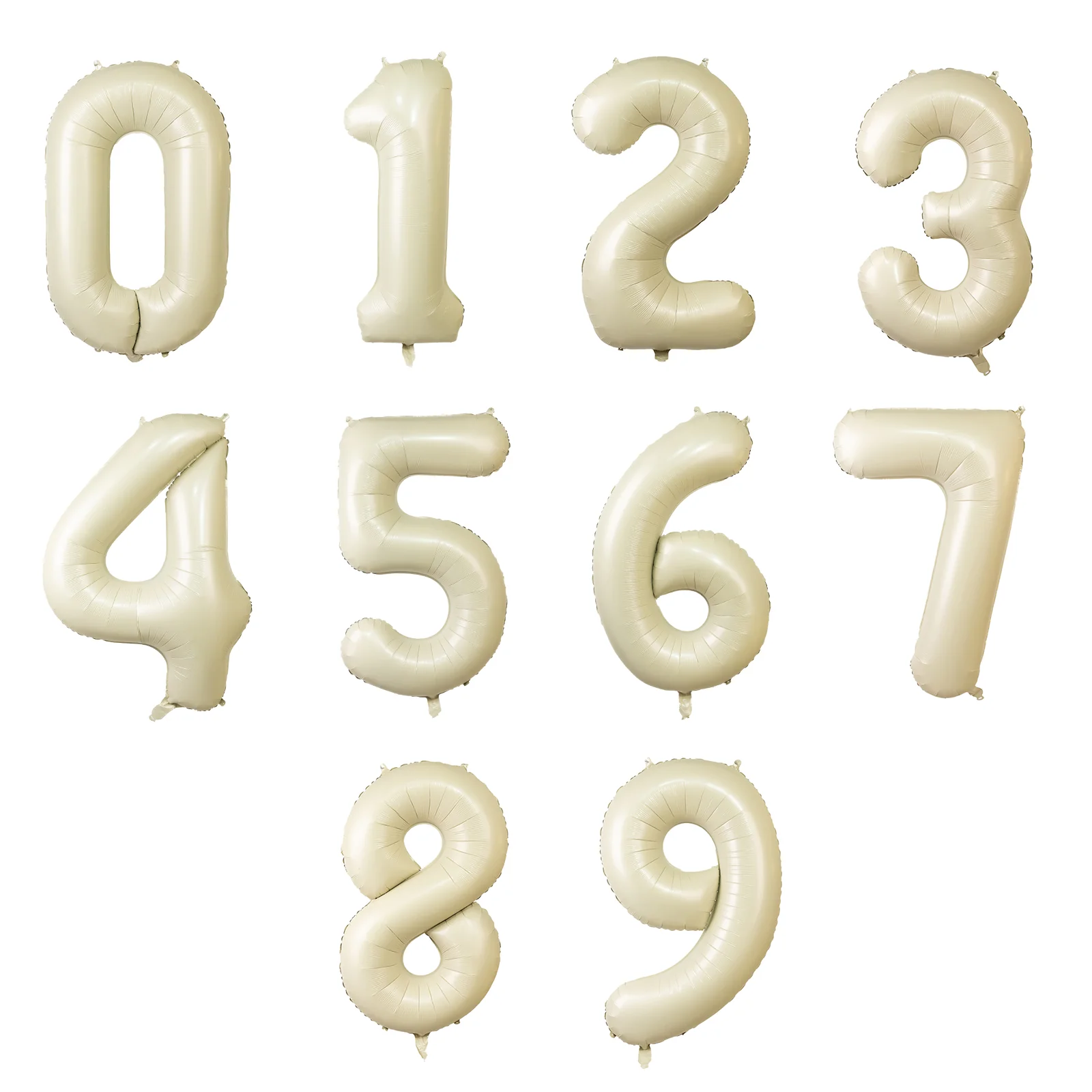 35" Matte Cream Number Balloons 0-9 – Large Mylar Foil Balloons, Air or Helium Fill - Image 18