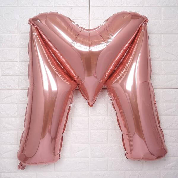 35" Rose Gold Letter and Number Balloons, Metallic Mylar Foil Helium Air Balloons - Image 17