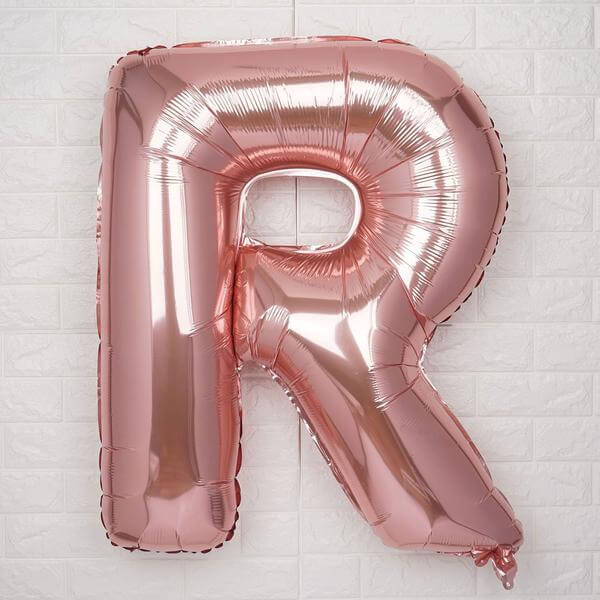 35" Rose Gold Letter and Number Balloons, Metallic Mylar Foil Helium Air Balloons - Image 22