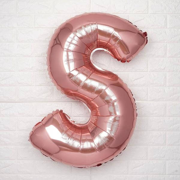 35" Rose Gold Letter and Number Balloons, Metallic Mylar Foil Helium Air Balloons - Image 23