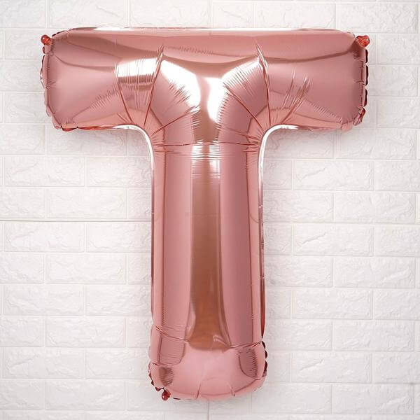 35" Rose Gold Letter and Number Balloons, Metallic Mylar Foil Helium Air Balloons - Image 24