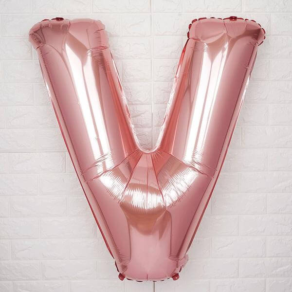 35" Rose Gold Letter and Number Balloons, Metallic Mylar Foil Helium Air Balloons - Image 26