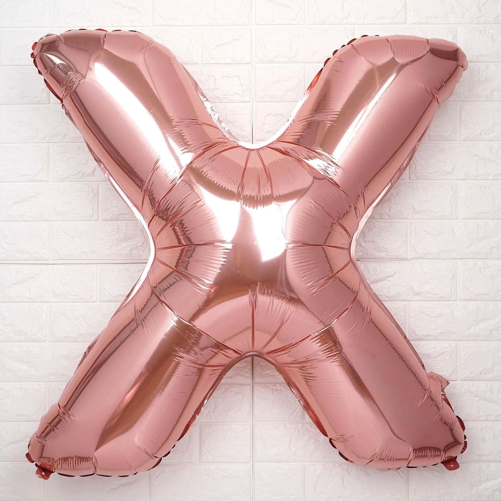 35" Rose Gold Letter and Number Balloons, Metallic Mylar Foil Helium Air Balloons - Image 28