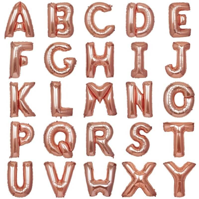 35" Rose Gold Letter and Number Balloons, Metallic Mylar Foil Helium Air Balloons - Image 2