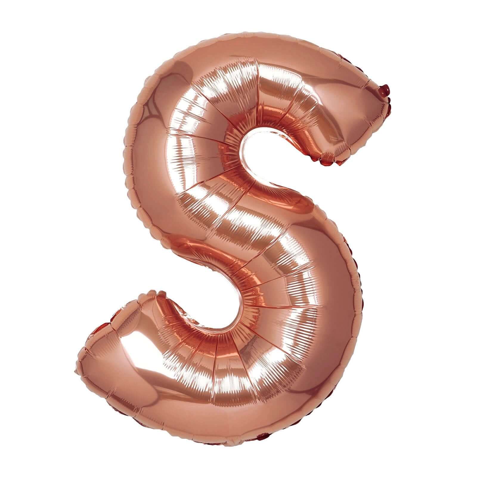 35" Rose Gold Letter and Number Balloons, Metallic Mylar Foil Helium Air Balloons - Image 21