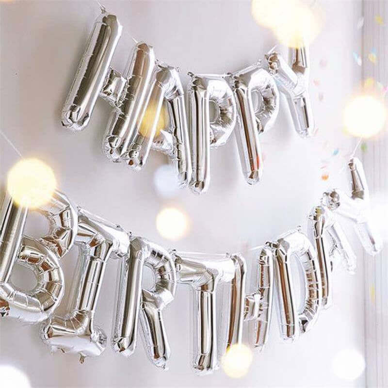 35" Silver Letter and Number Balloons, Metallic Mylar Foil Helium Air Balloons - Image 2