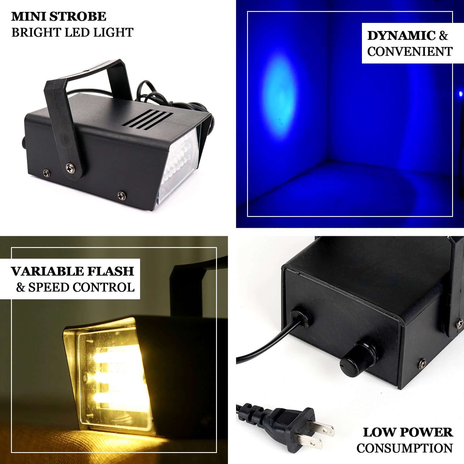 Mini Bright Blue Strobe Light with 24 LEDs, Stage Backdrop Uplight with Variable Flash & Speed Control 35W - Image 4