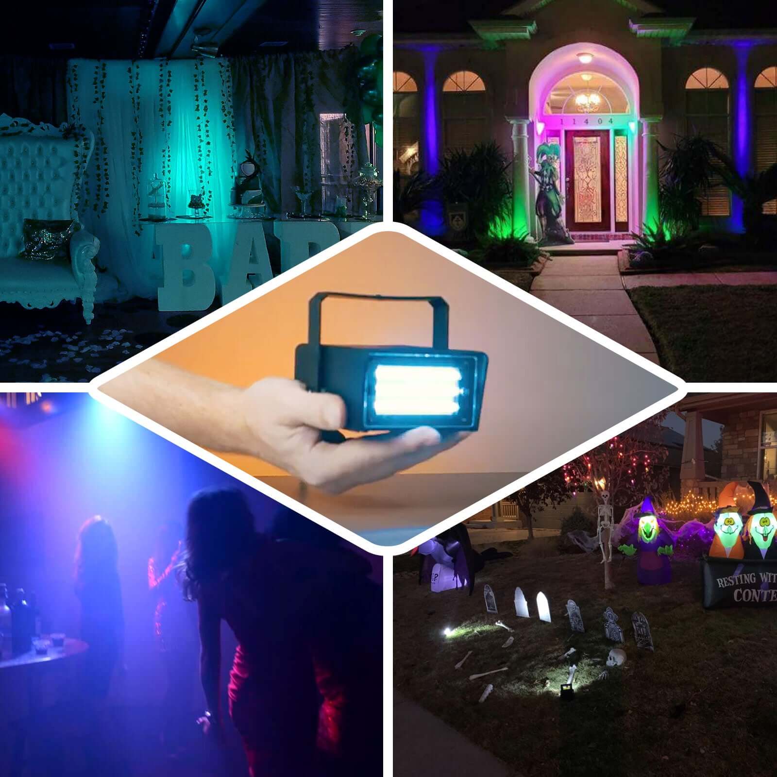 Mini Bright Blue Strobe Light with 24 LEDs, Stage Backdrop Uplight with Variable Flash & Speed Control 35W - Image 5