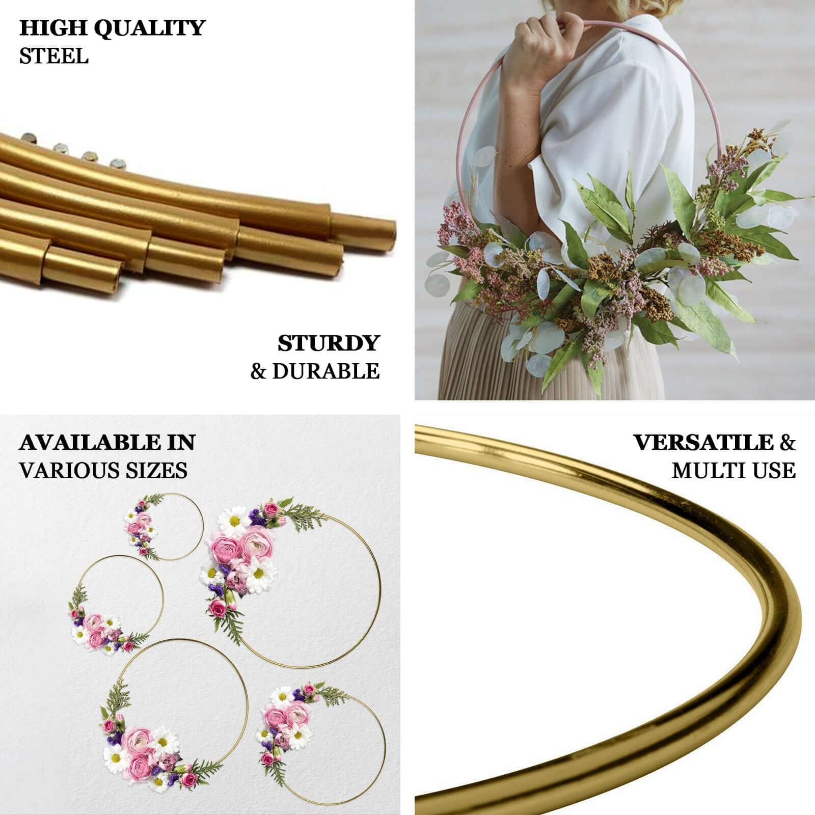 Gold Heavy Duty Metal Hoop Wreath, Floral Hoop 36" - Image 4