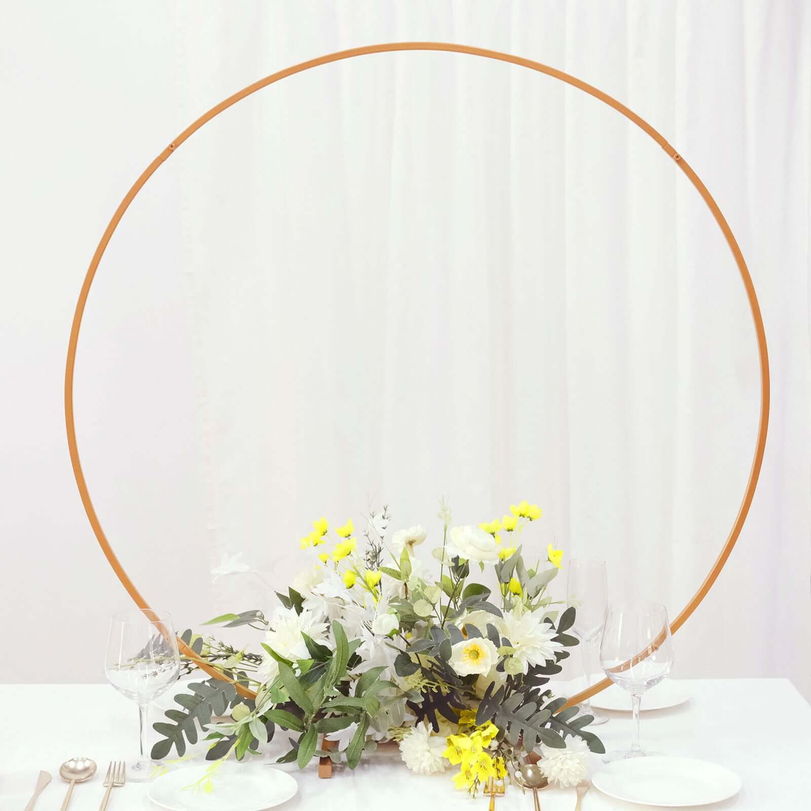 Gold Metal Round Hoop Wedding Centerpiece, Self Standing Table Floral Wreath Frame 36"