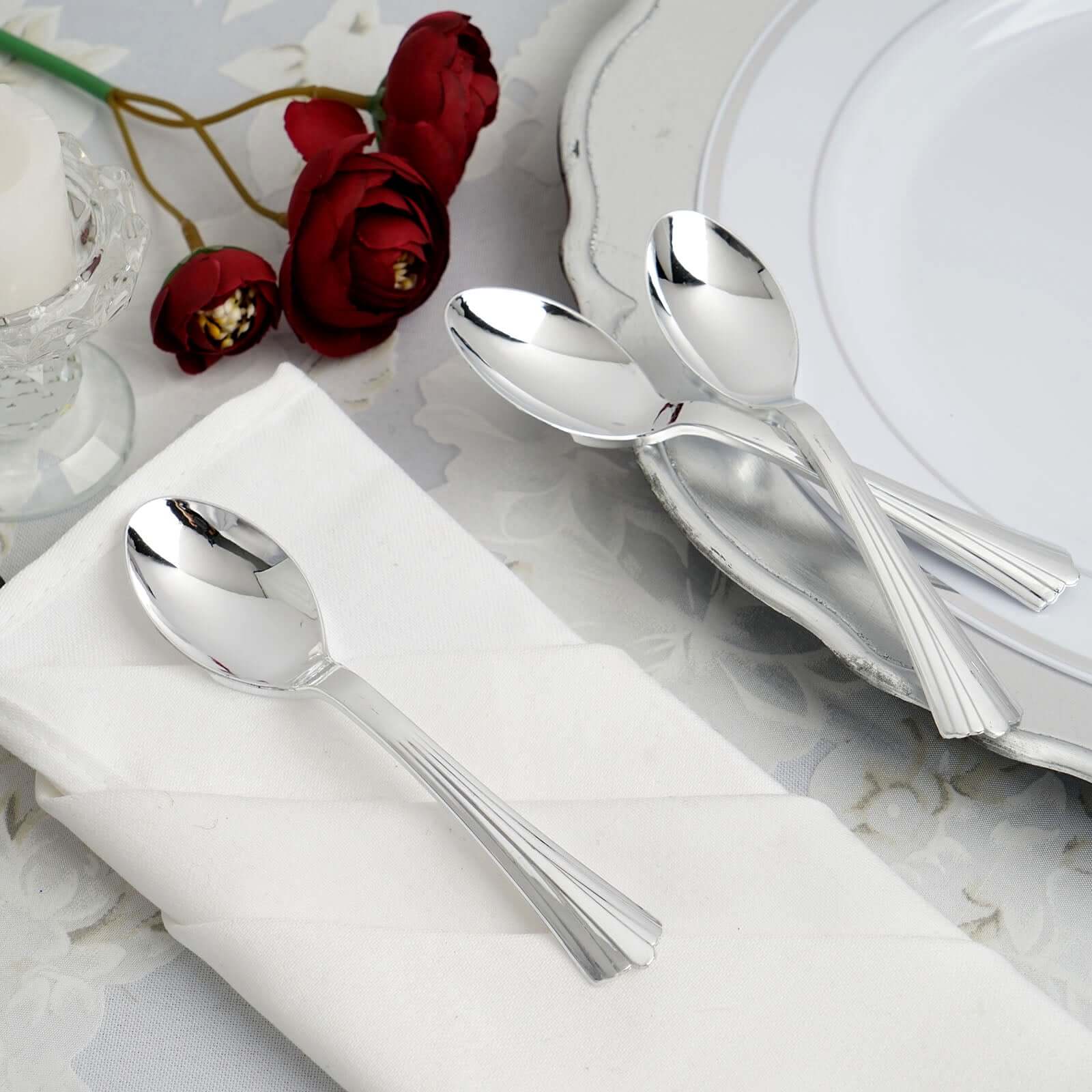 36-Pack Plastic Tea Coffee Spoons 5" Light Silver Heavy Duty with Fluted Handles - Disposable Utensils - Image 10