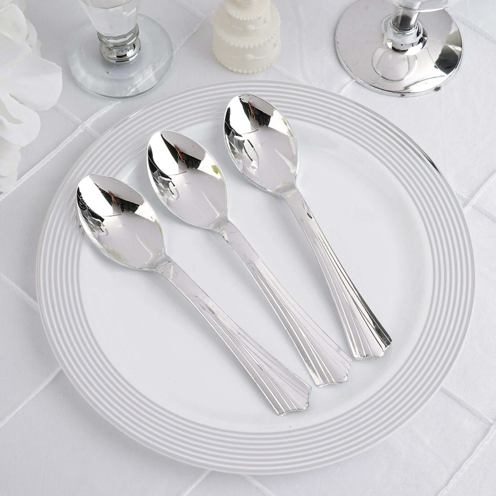 36-Pack Plastic Tea Coffee Spoons 5" Light Silver Heavy Duty with Fluted Handles - Disposable Utensils - Image 11