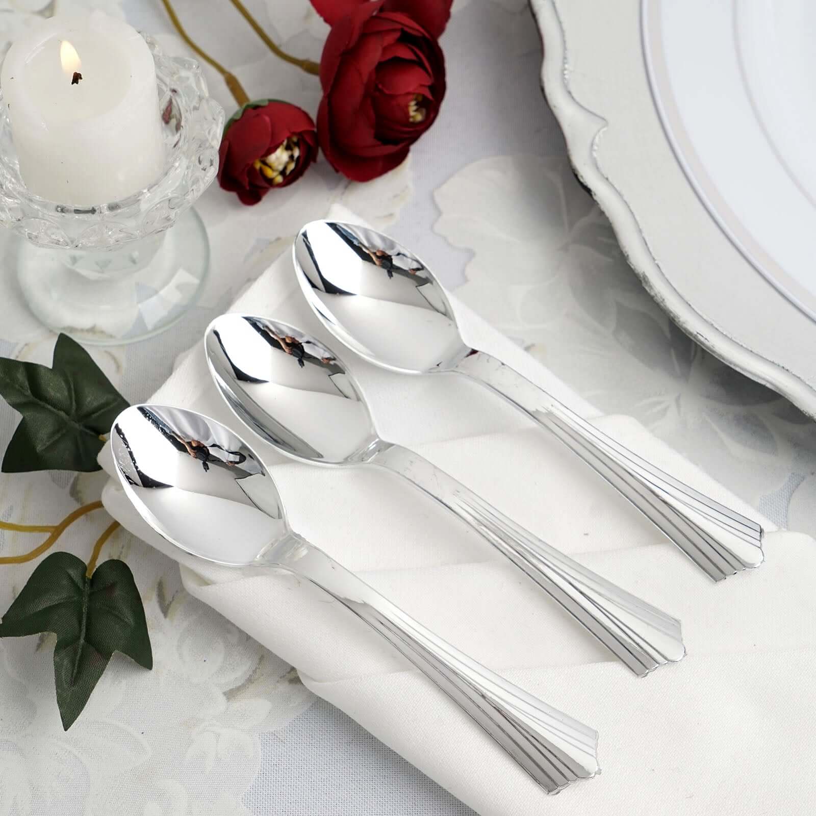 36-Pack Plastic Tea Coffee Spoons 5" Light Silver Heavy Duty with Fluted Handles - Disposable Utensils - Image 12