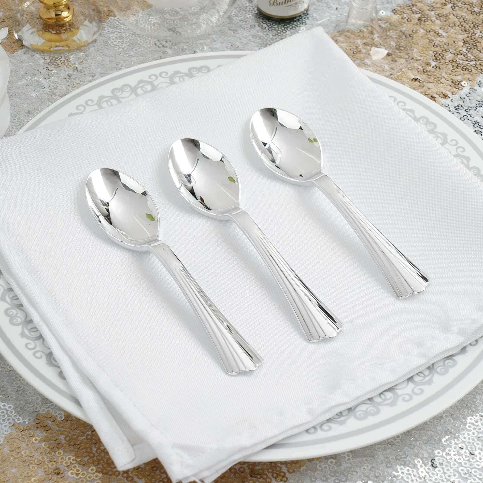 36-Pack Plastic Tea Coffee Spoons 5" Light Silver Heavy Duty with Fluted Handles - Disposable Utensils - Image 8