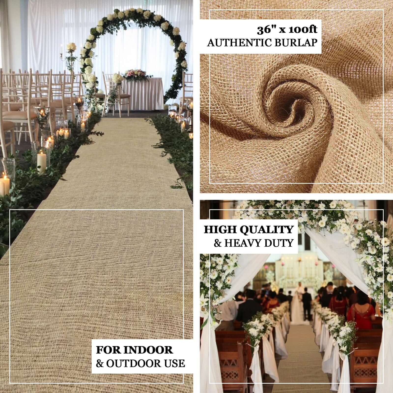All Natural Jute Burlap Aisle Runner 36"x100ft - Image 4