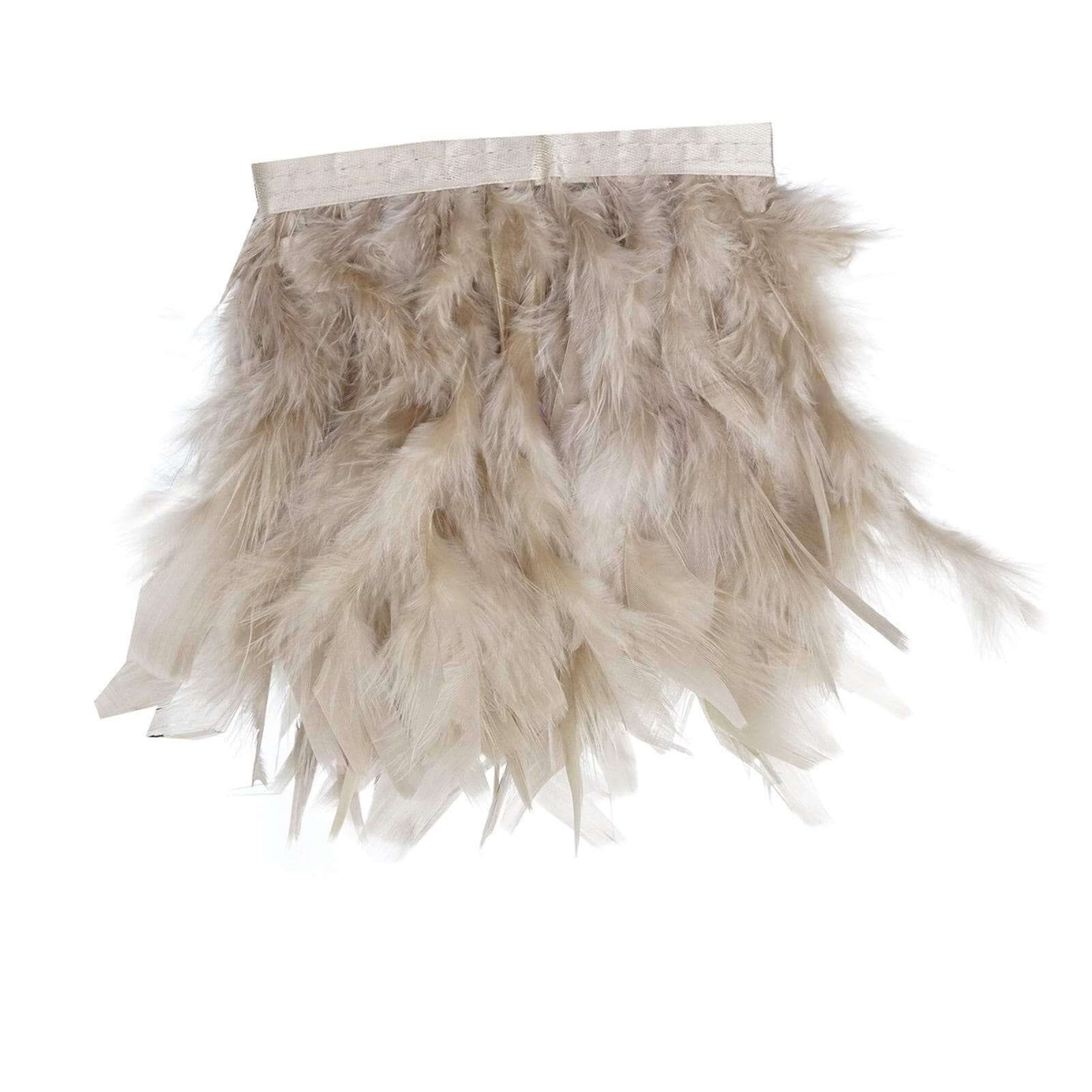 Natural Real Turkey Feather Fringe Trim With Satin Ribbon Tape 39" - Image 7