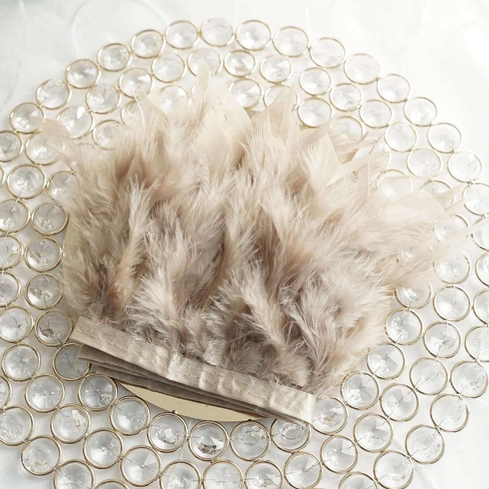 Natural Real Turkey Feather Fringe Trim With Satin Ribbon Tape 39" - Image 8