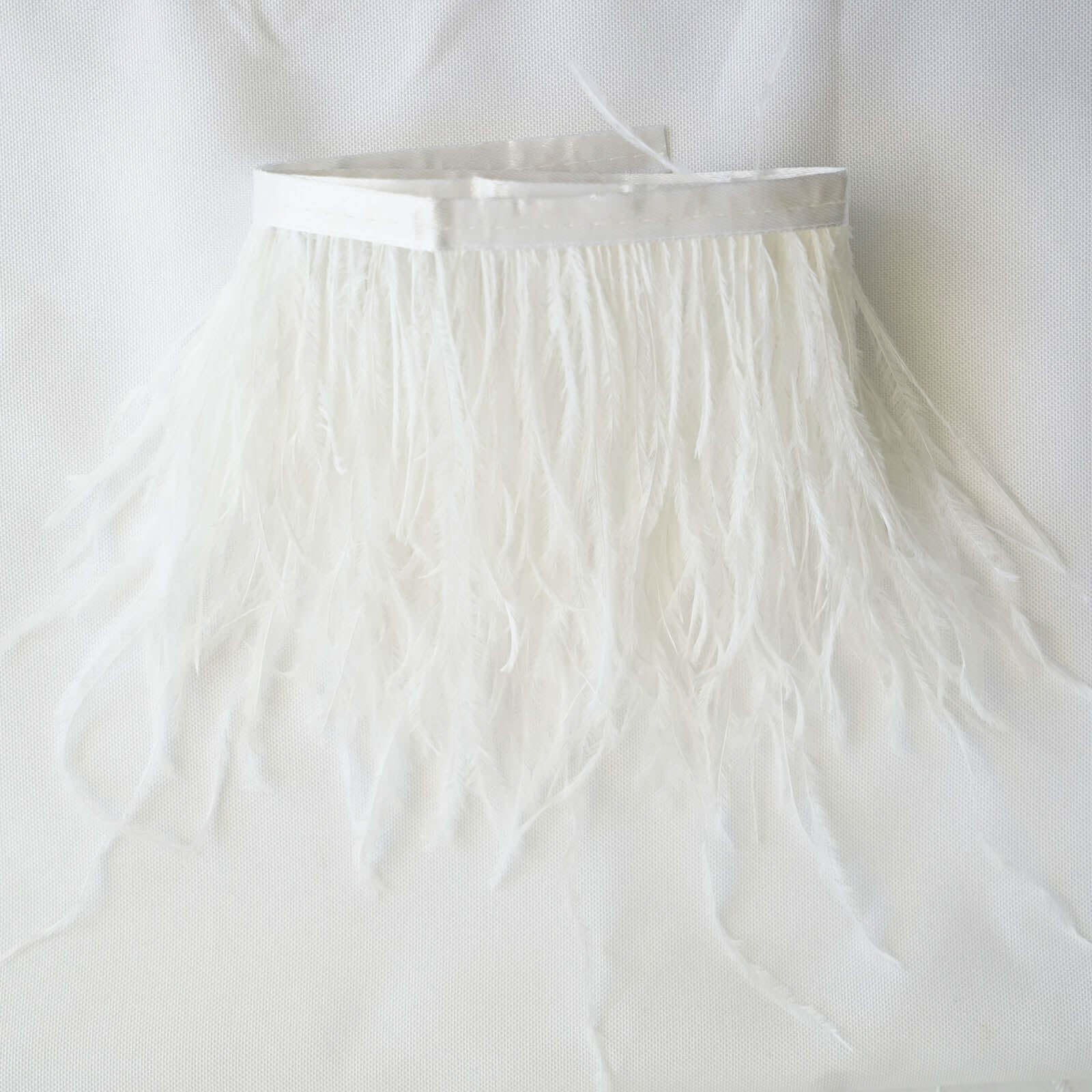 White Real Ostrich Feather Fringe Trim With Satin Ribbon Tape 39" - Image 6