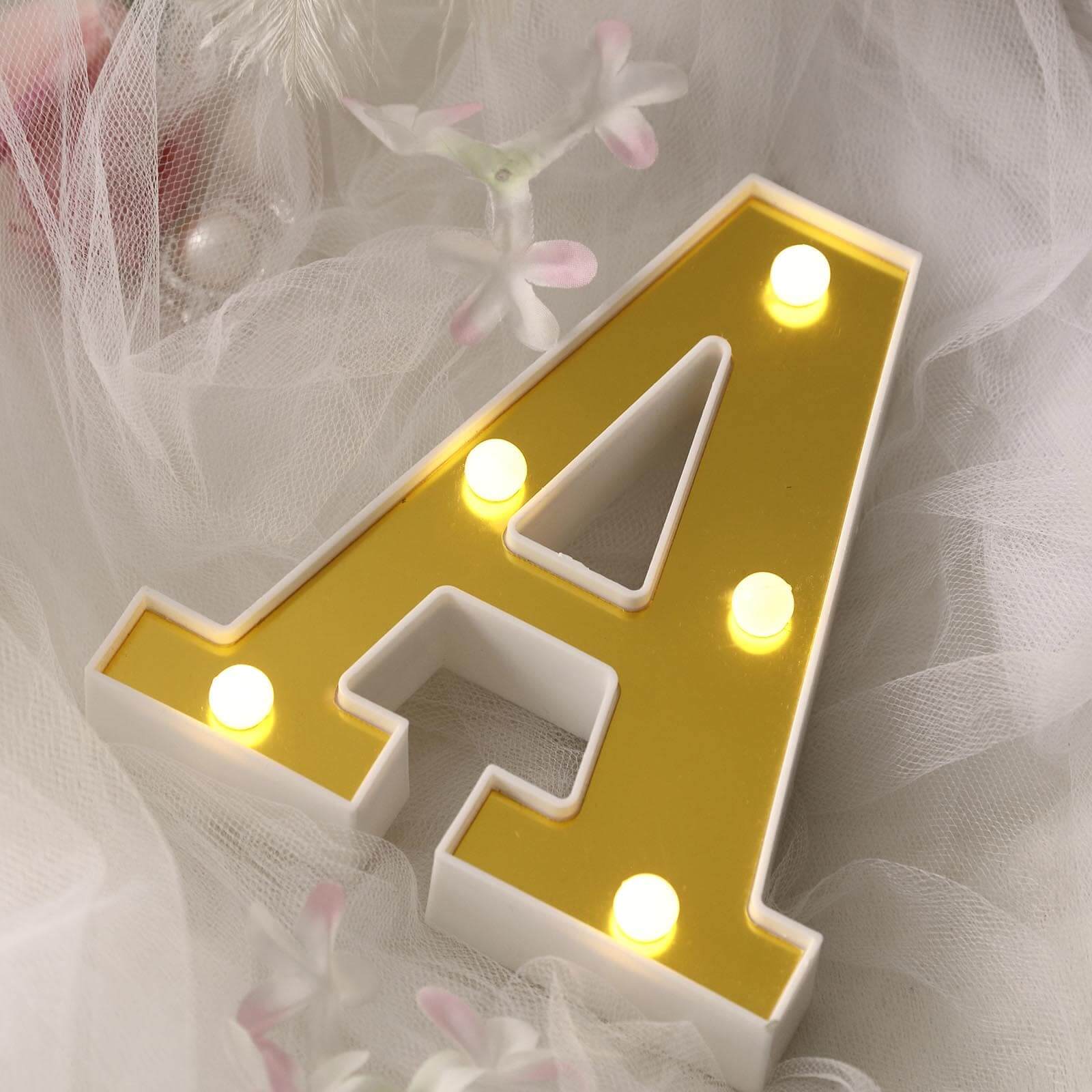 3D Marquee Letter "A" Gold with Warm White 5 LED Lights 6" - Light-Up Accent for Displays - Image 2