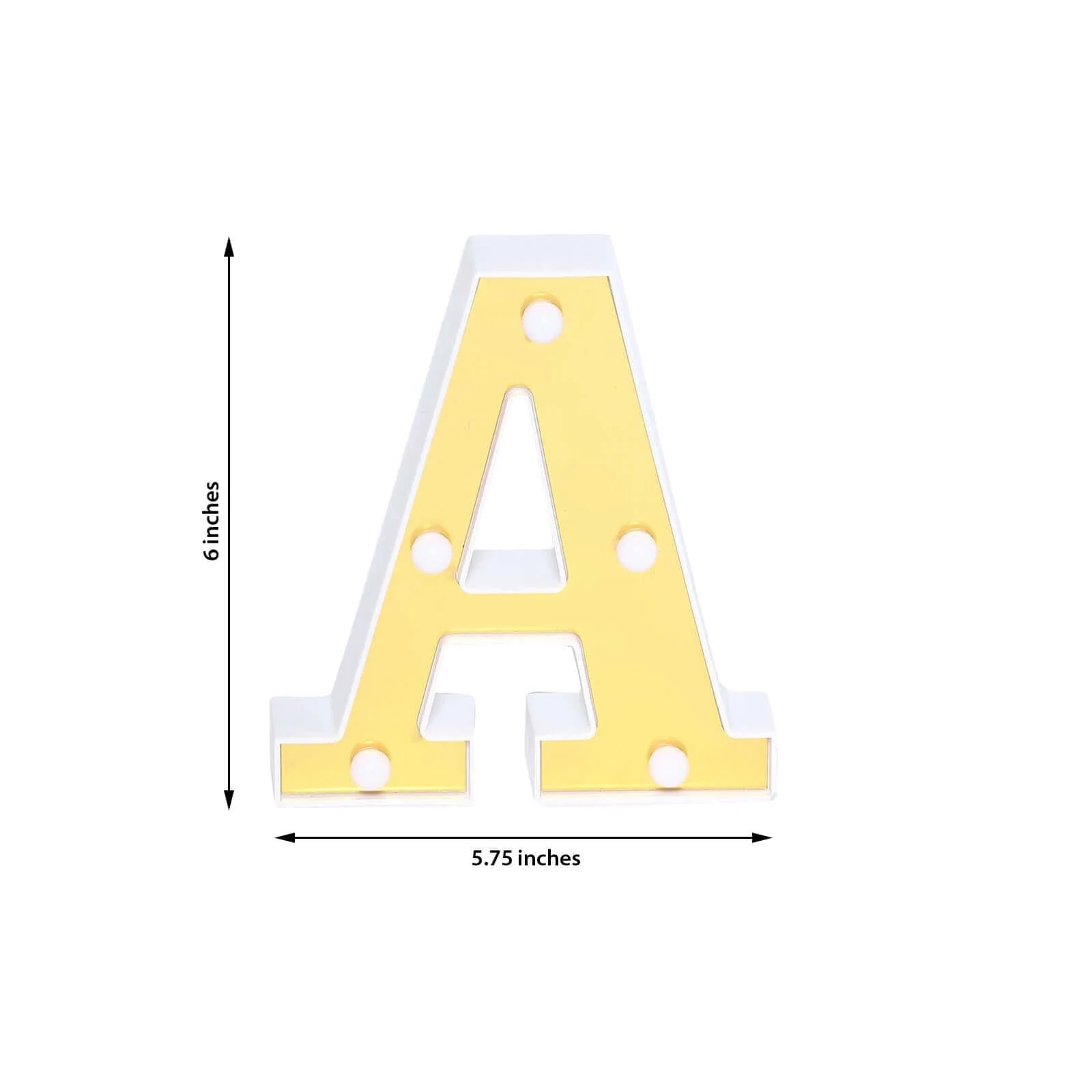 3D Marquee Letter "A" Gold with Warm White 5 LED Lights 6" - Light-Up Accent for Displays - Image 3