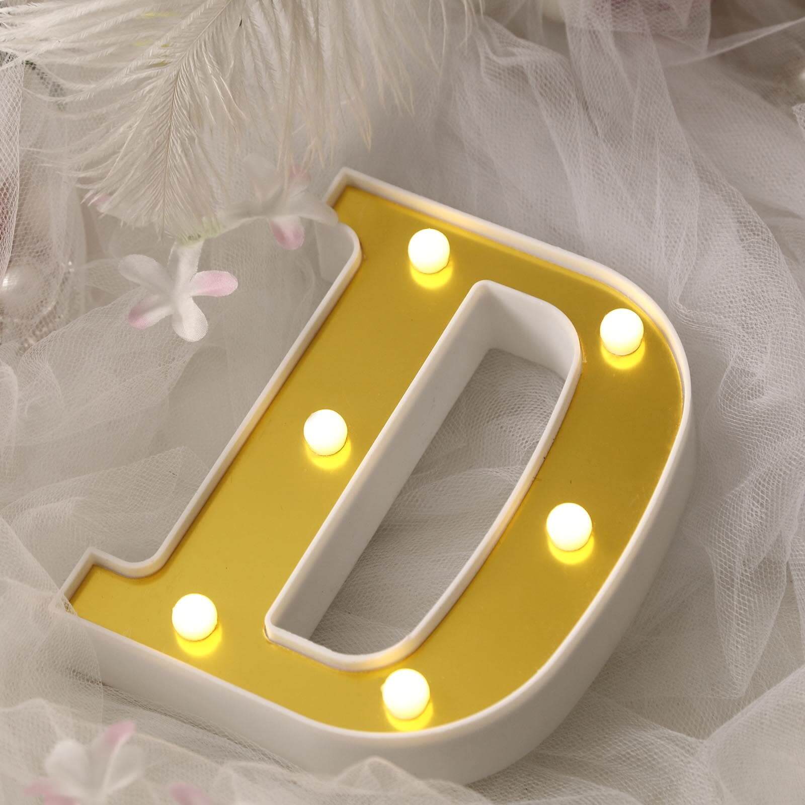 3D Marquee Letter "D" Gold with Warm White 6 LED Lights 6" - Light-Up Accent for Displays - Image 7