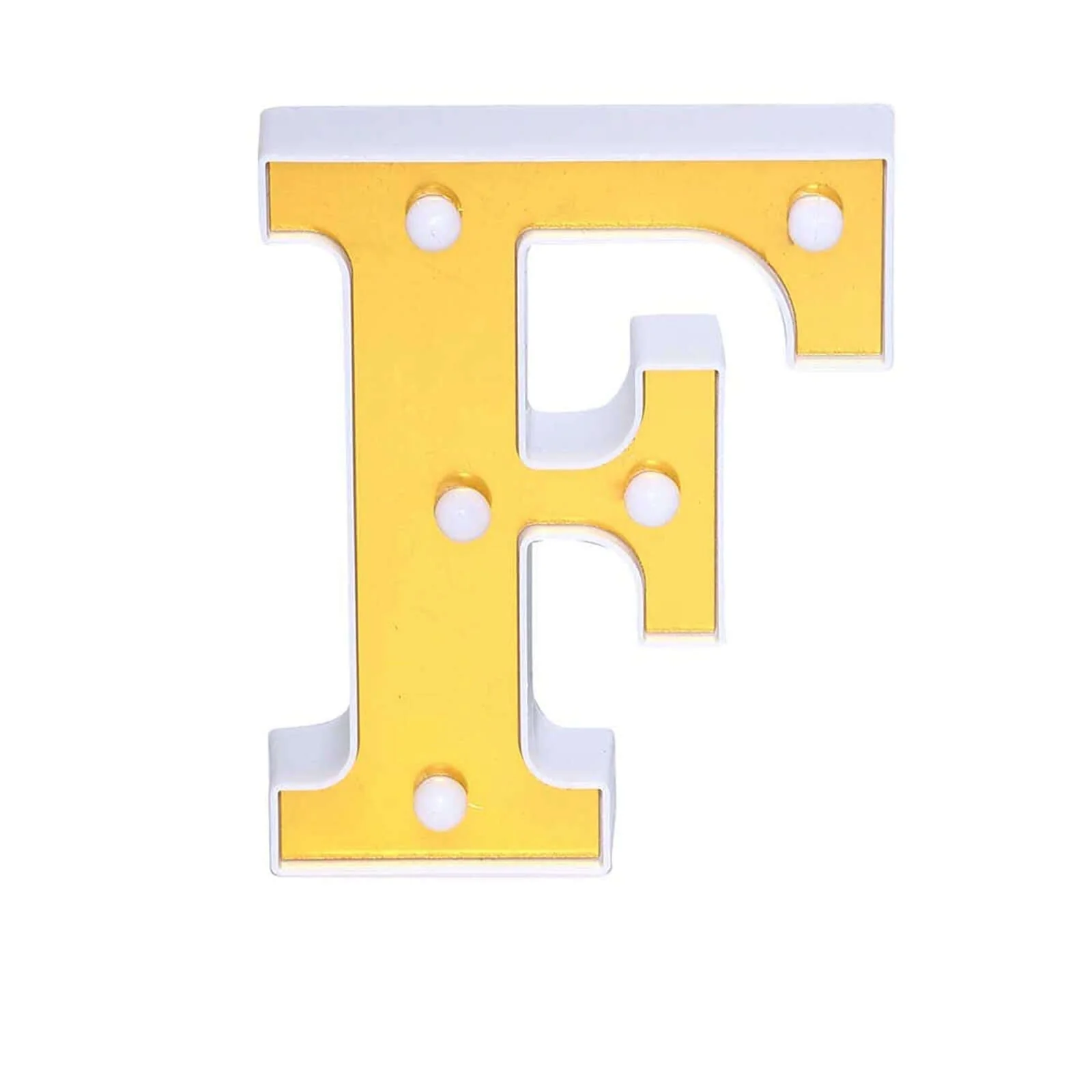 3D Marquee Letter "F" Gold with Warm White 5 LED Lights 6" - Light-Up Accent for Displays - Image 8