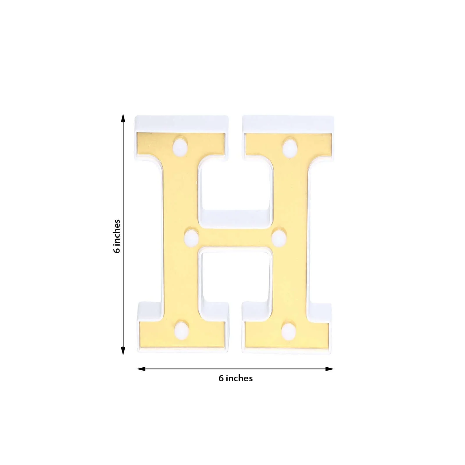 3D Marquee Letter "H" Gold with Warm White 6 LED Lights 6" - Light-Up Accent for Displays - Image 3