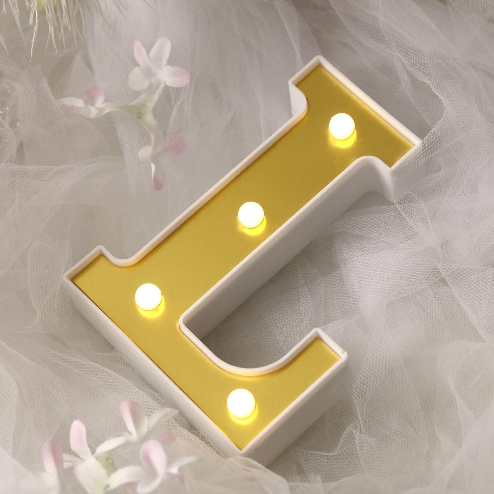 3D Marquee Letter "L" Gold with Warm White 4 LED Lights 6" - Light-Up Accent for Displays - Image 2