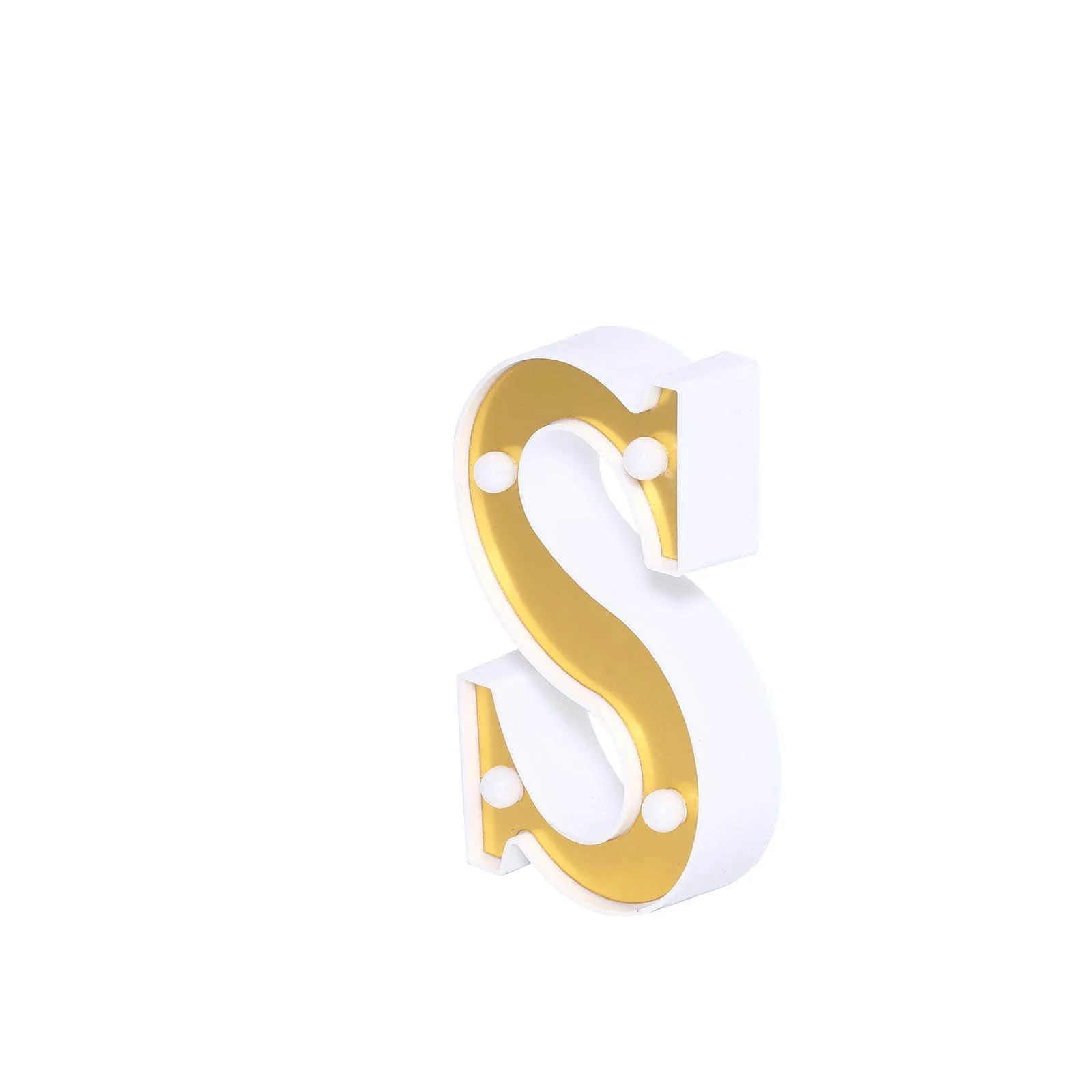 3D Marquee Letter "S" Gold with Warm White 4 LED Lights 6" - Light-Up Accent for Displays - Image 8