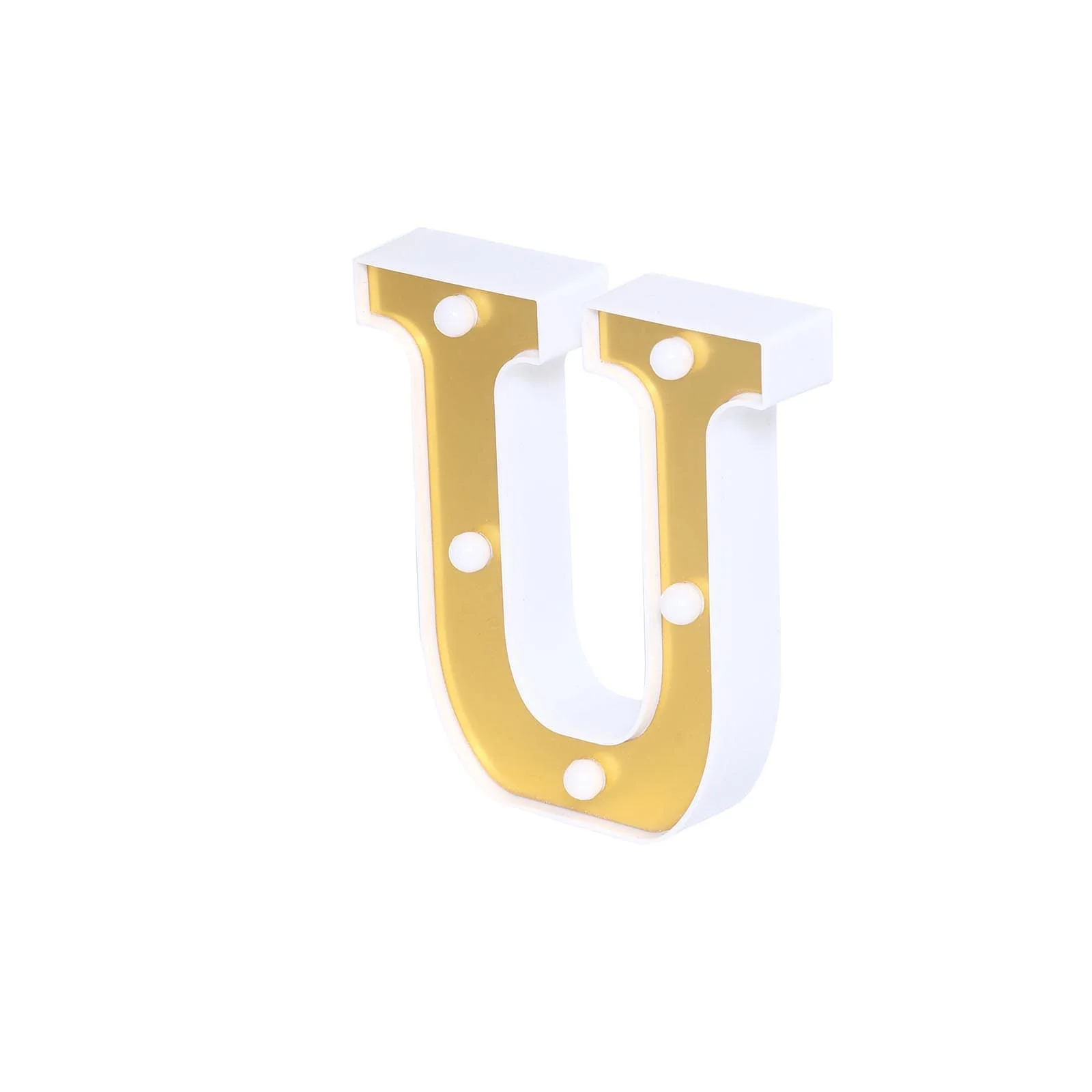 3D Marquee Letter "U" Gold with Warm White 5 LED Lights 6" - Light-Up Accent for Displays - Image 7