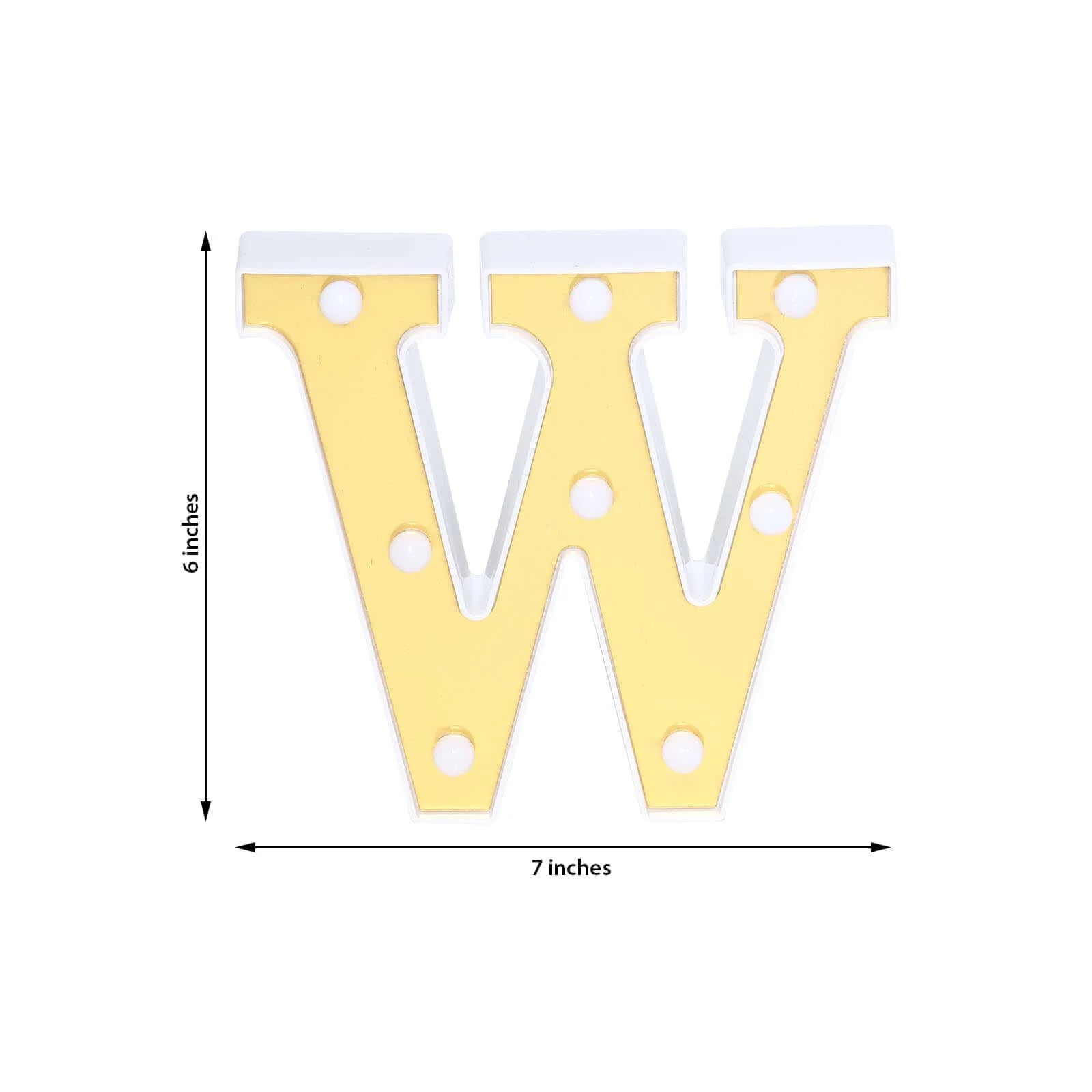 3D Marquee Letter "W" Gold with Warm White 8 LED Lights 6" - Light-Up Accent for Displays - Image 3