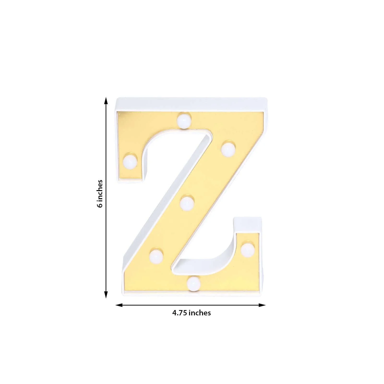 3D Marquee Letter "Z" Gold with Warm White 7 LED Lights 6" - Light-Up Accent for Displays - Image 3