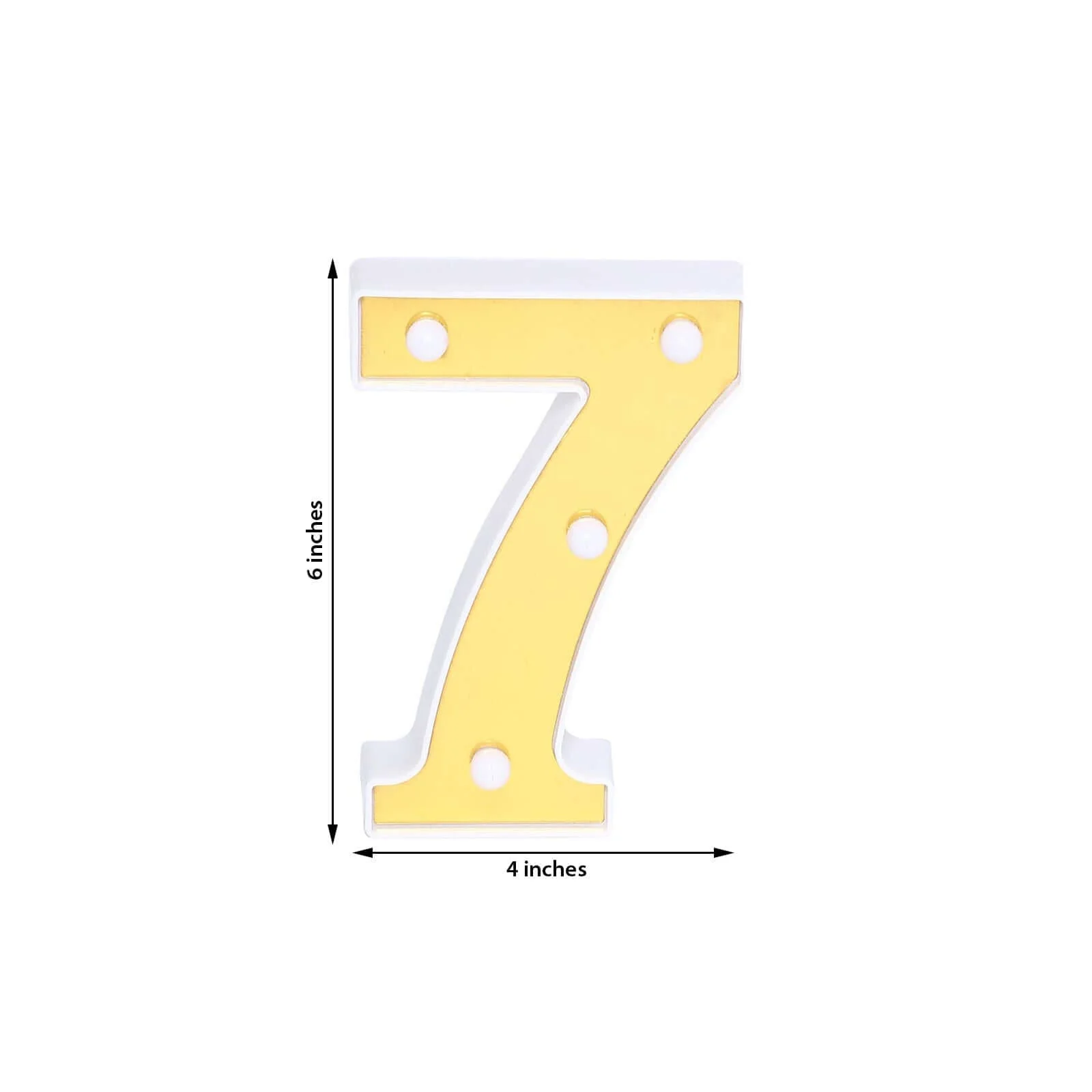 3D Marquee Number "7" Gold with Warm White 4 LED Lights 6" - Light-Up Decor for Weddings - Image 3