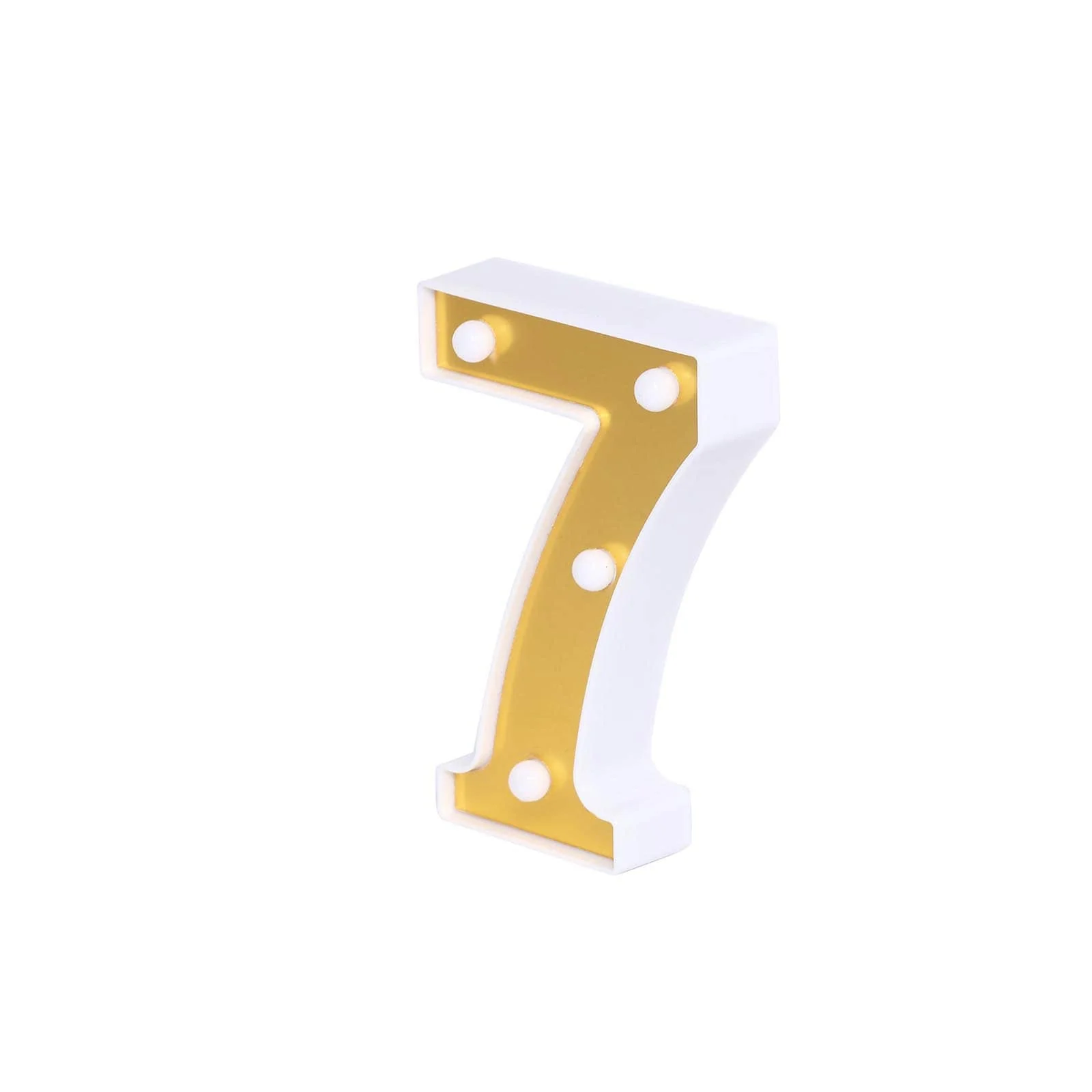 3D Marquee Number "7" Gold with Warm White 4 LED Lights 6" - Light-Up Decor for Weddings - Image 7
