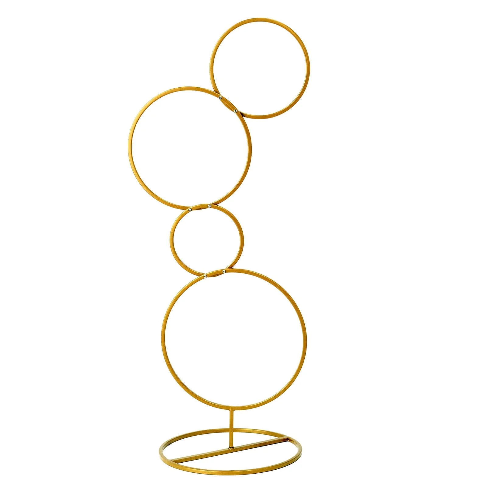 4-Tier Gold Metal Hoop Pillar Flower Stand, Wreath Wedding Arch Table Centerpiece 3ft - Image 5