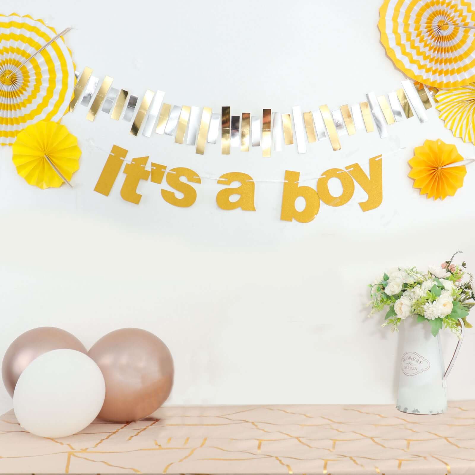 Gold Glittered It's a Boy Paper Hanging Gender Reveal Garland Banner, Baby Shower Banner 3ft - Image 5