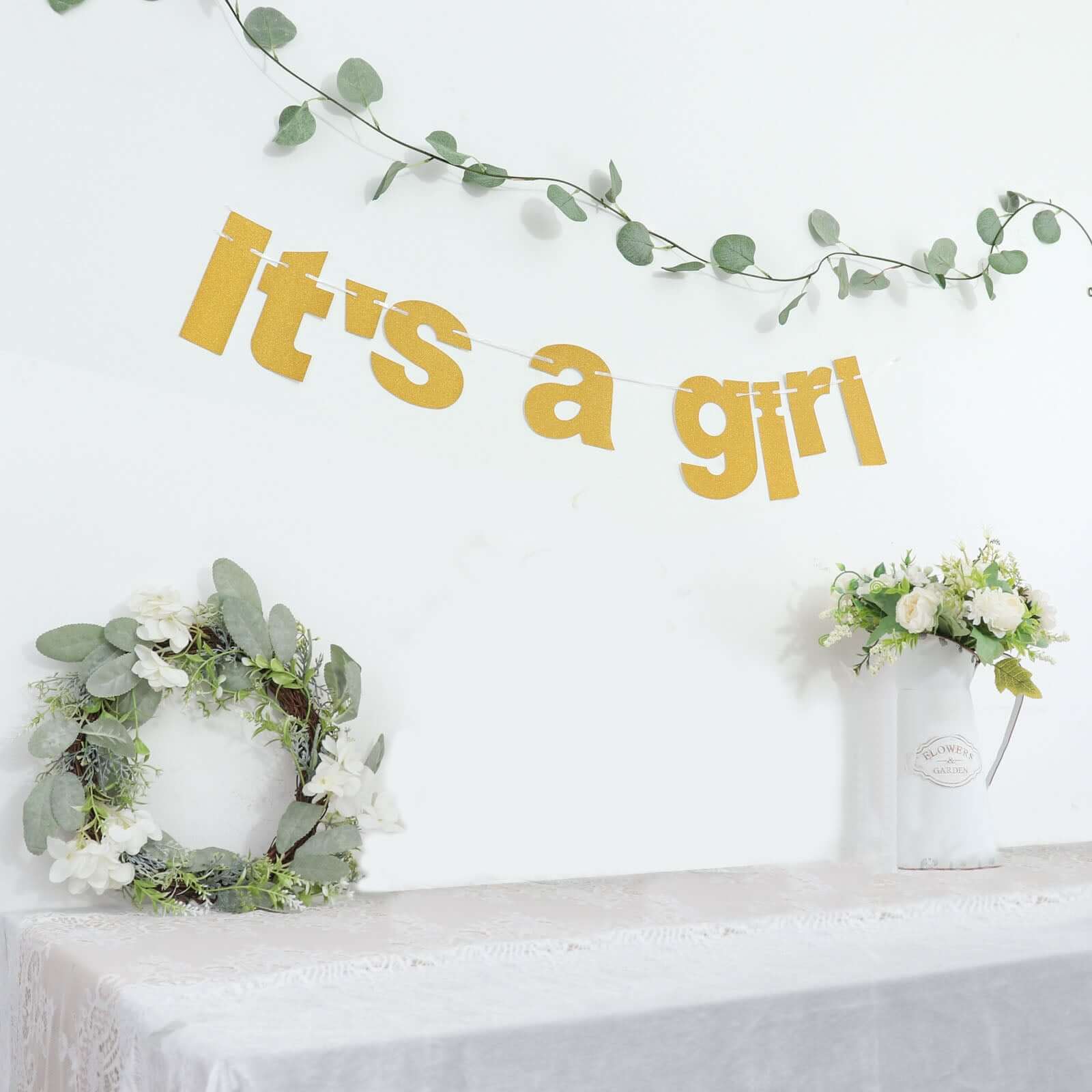 Gold Glittered It's a Girl Paper Hanging Gender Reveal Garland Banner, Baby Shower Banner 3ft - Image 10
