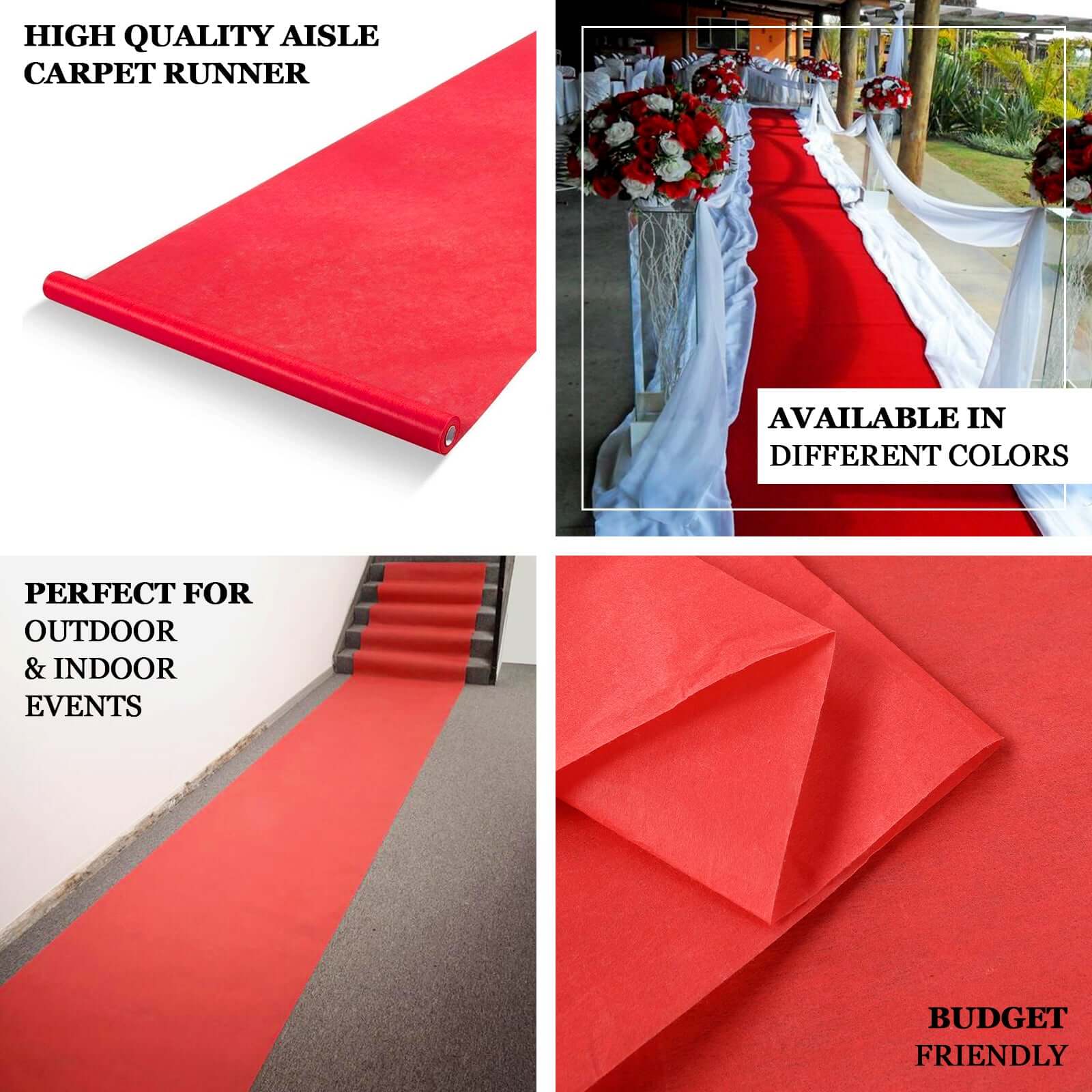 Hollywood Red Carpet Runner for Party, Red Rayon Wedding Aisle Runner 3ftx100ft - Image 3