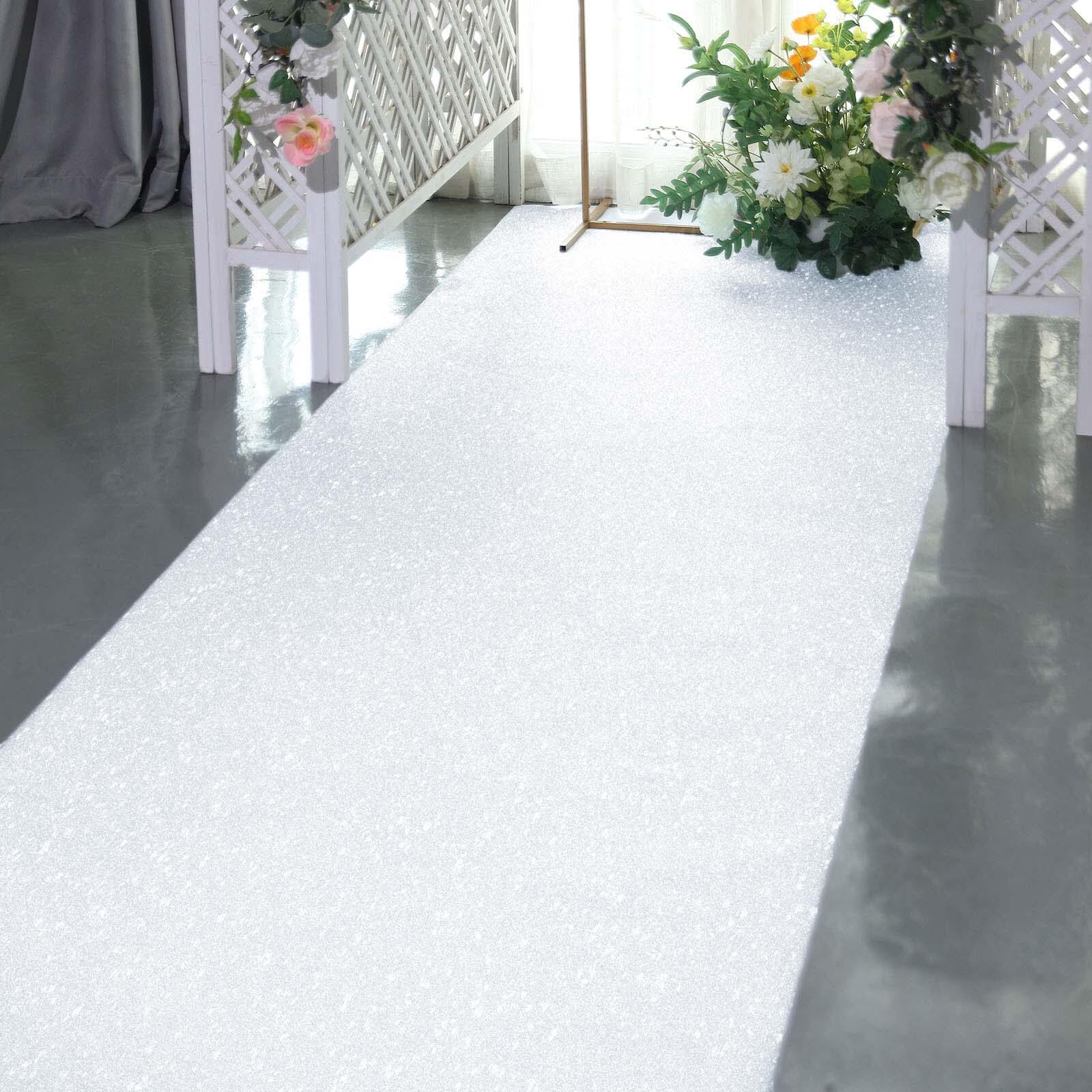 White Sparkle Glitter Wedding Aisle Runner, Non-Woven Red Carpet Runner - Prom, Hollywood, Glam Parties 3ftx50ft - Image 6