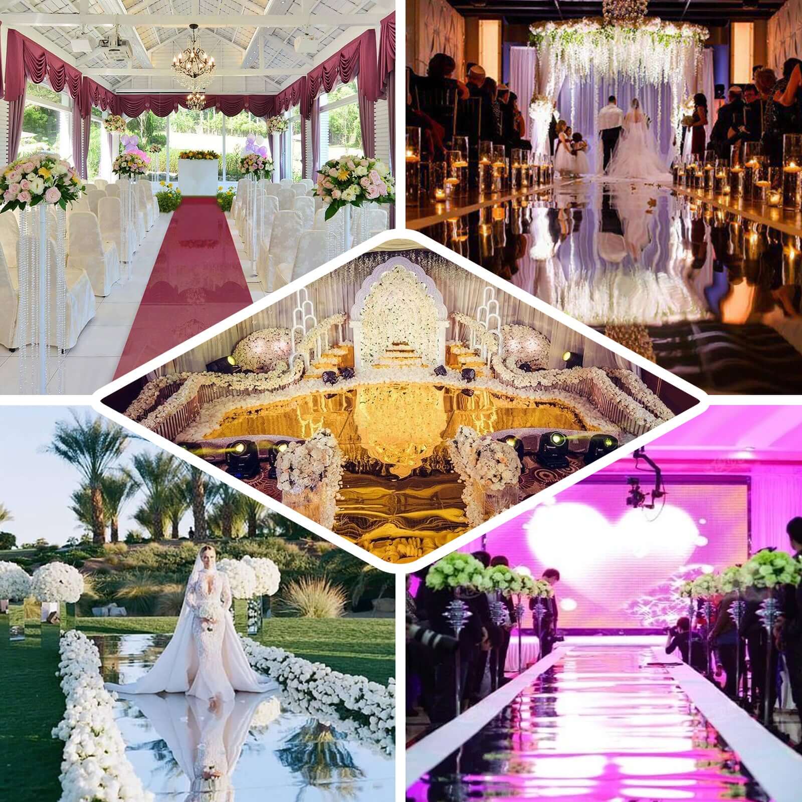 Metallic Silver Glossy Mirrored Wedding Aisle Runner, Non-Woven Red Carpet Runner - Prom, Hollywood, Glam Parties 3ftx65ft - Image 4