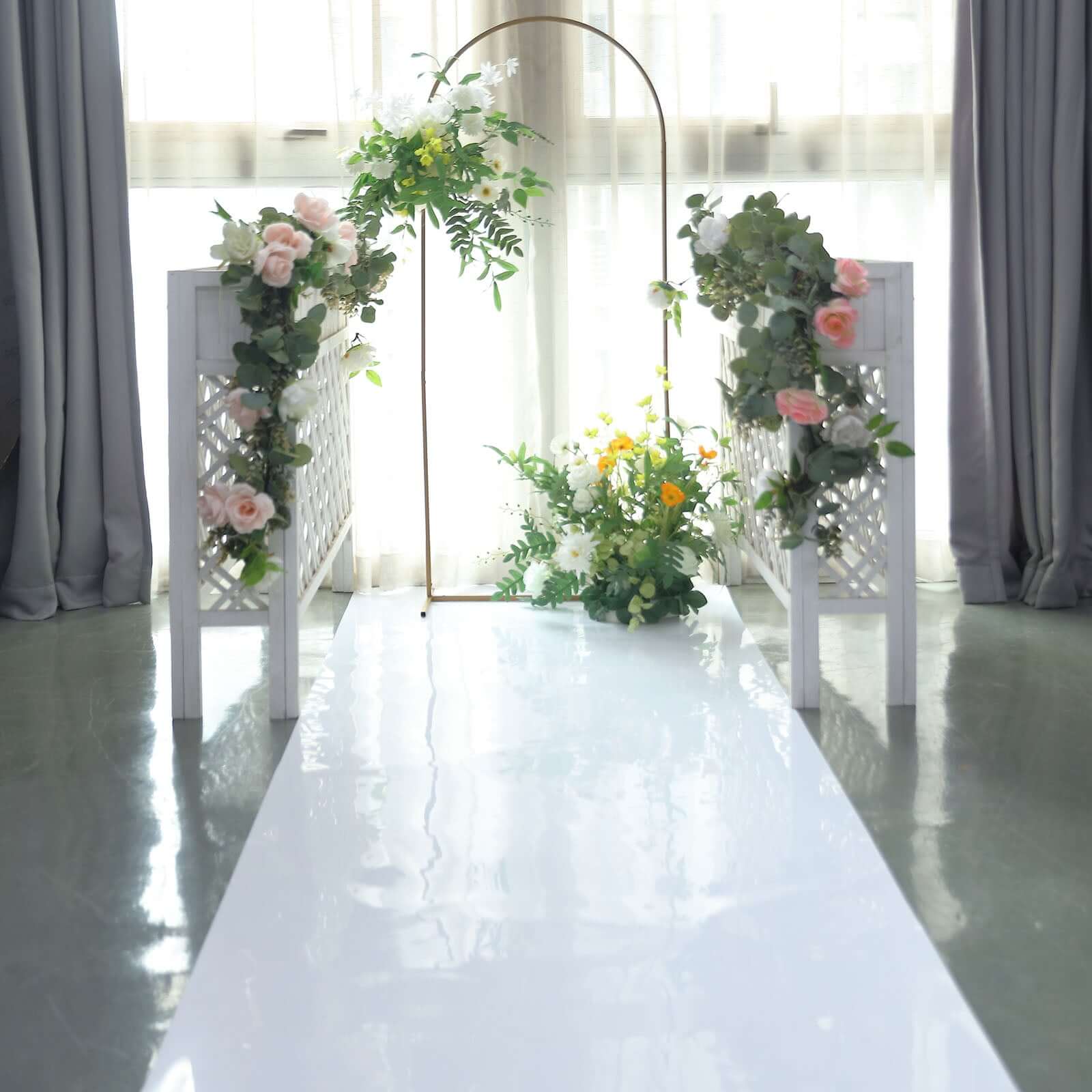 White Glossy Mirrored Wedding Aisle Runner, Non-Woven Red Carpet Runner - Prom, Hollywood, Glam Parties 3ftx65ft - Image 5