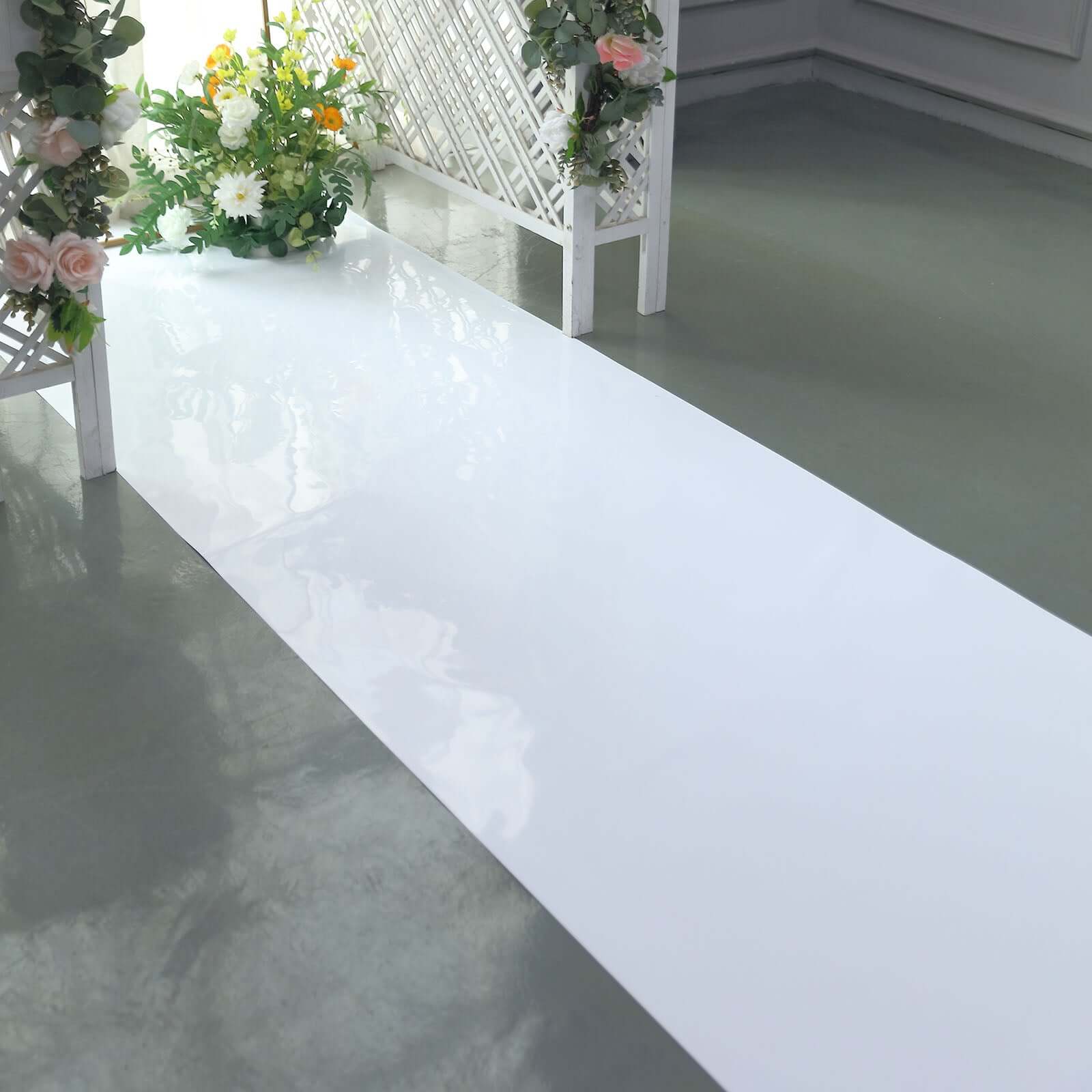 White Glossy Mirrored Wedding Aisle Runner, Non-Woven Red Carpet Runner - Prom, Hollywood, Glam Parties 3ftx65ft - Image 7