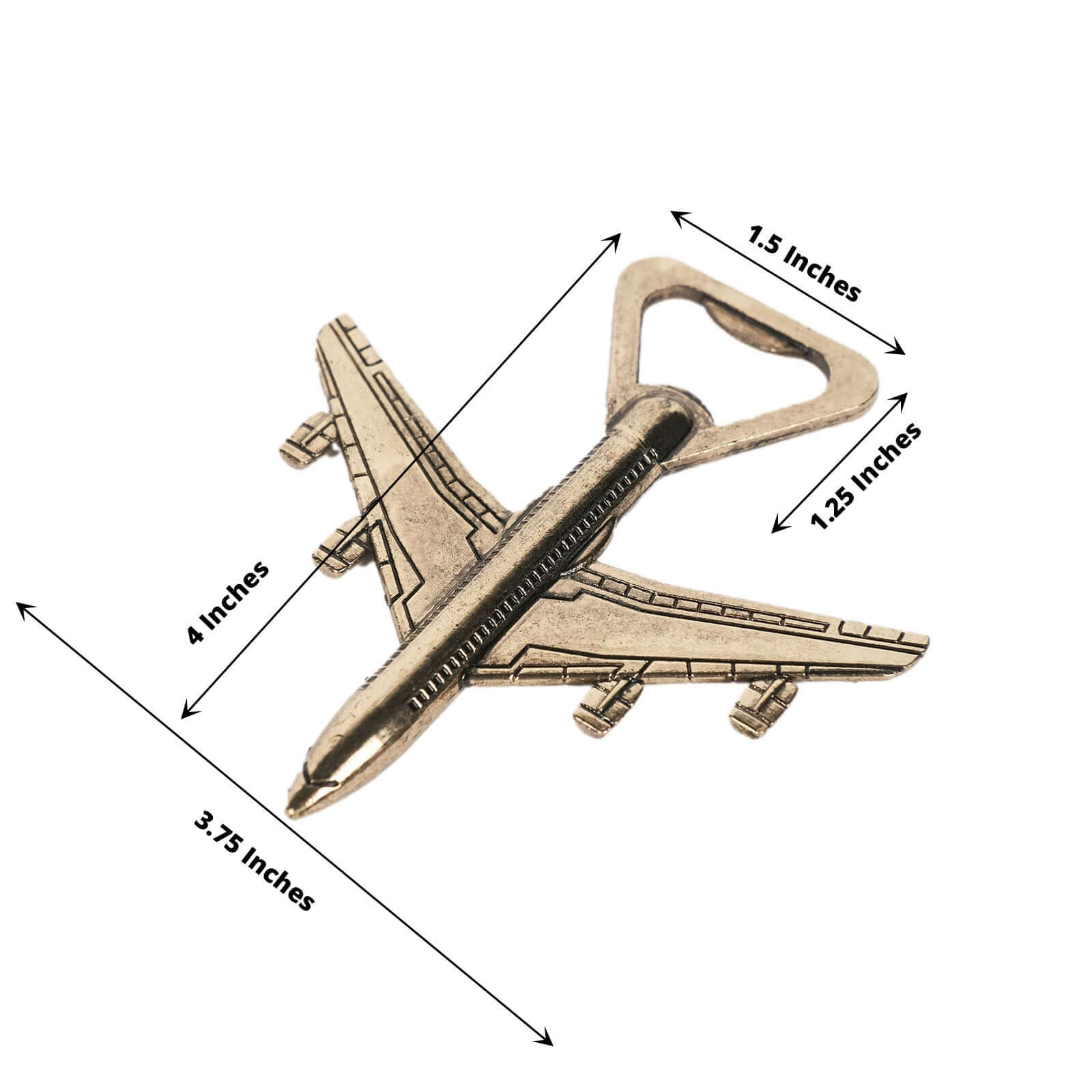Antique Gold Metal Airplane Bottle Opener Vintage Party Favor Gift Box Pre-Packed 4" - Image 3