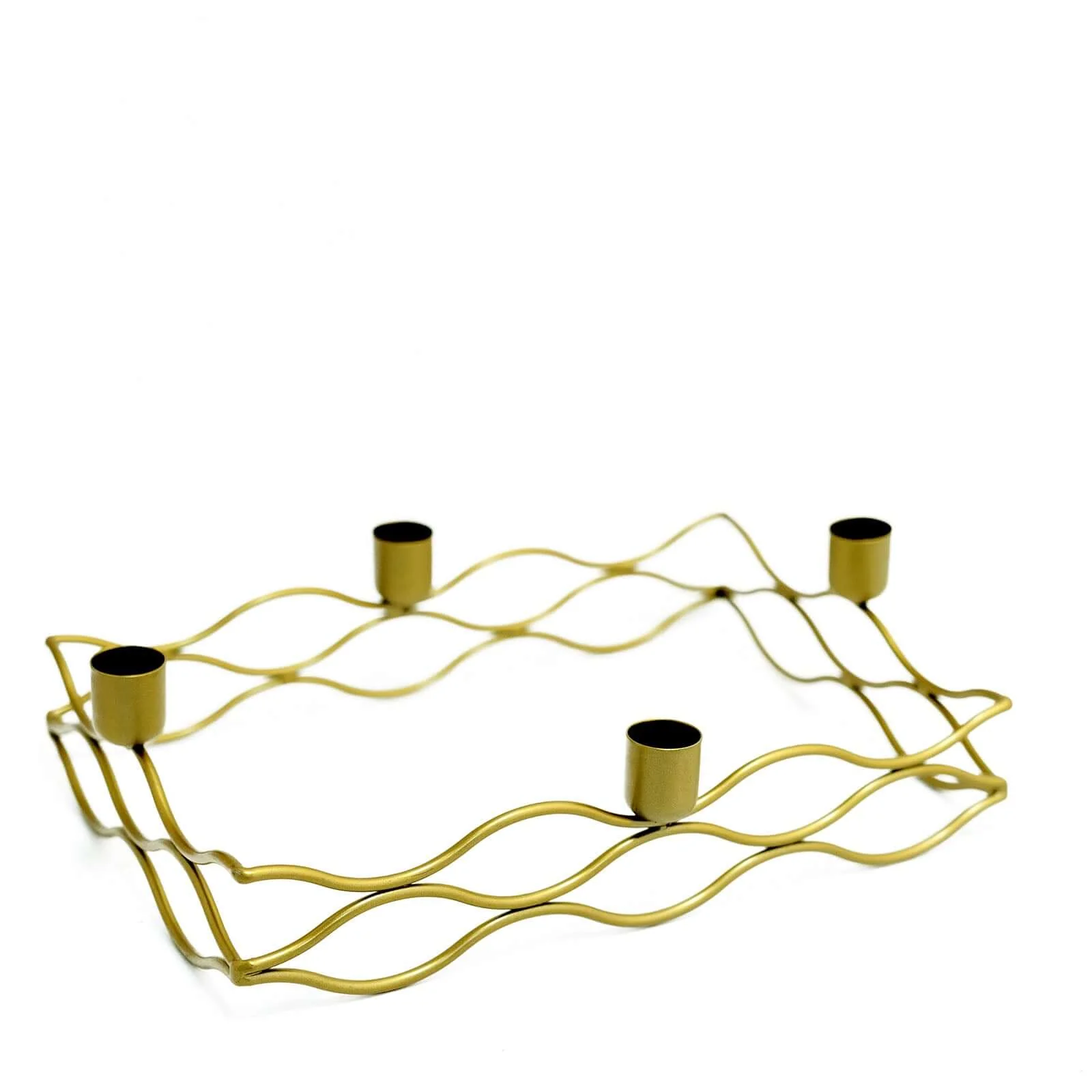 4 Arm Gold Metal Taper Candle Wreath Candelabra 12"x8" Rectangular Design - Wedding Table Centerpiece - Image 7