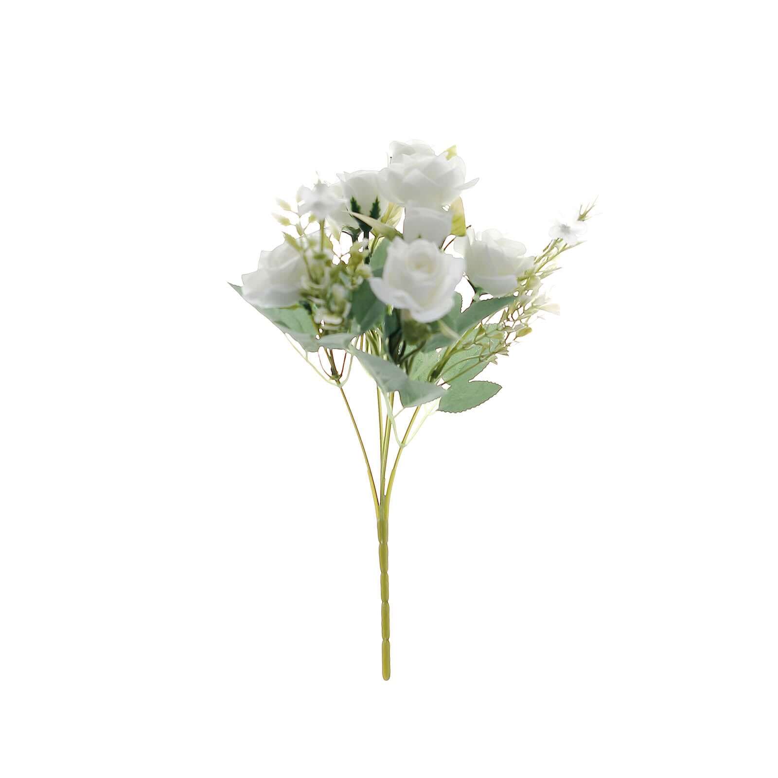 4 Bushes Ivory Real Touch Artificial Silk Rose Bridal Bouquet, Faux Flowers 12" - Image 6