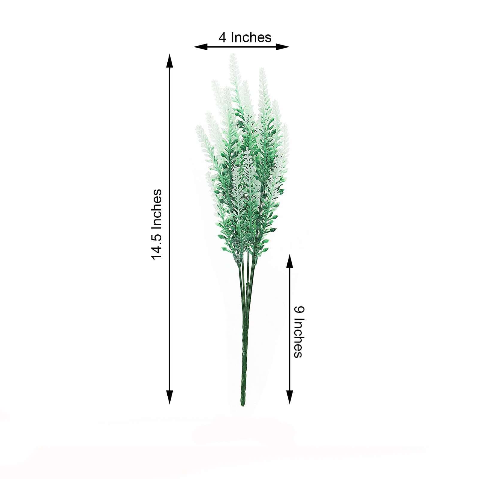 4 Bushes Green/White Artificial Lavender Flower Plant Stems Greenery 14" - Image 3