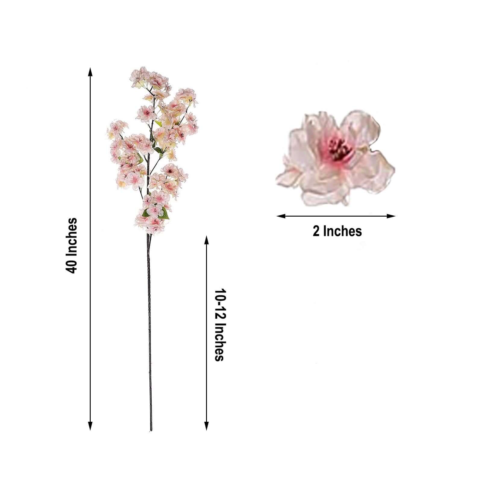 4 Bushes Blush Artificial Silk Cherry Blossom Flowers 40" Tall - Image 3
