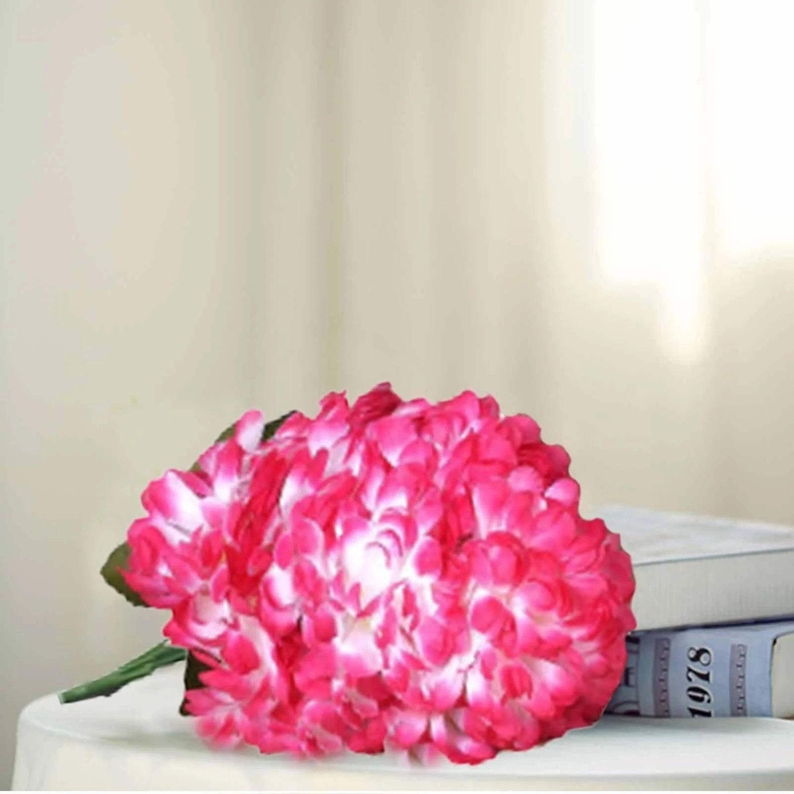 4 Bushes Fuchsia Artificial Silk Chrysanthemums 56 Faux Flowers - Image 6